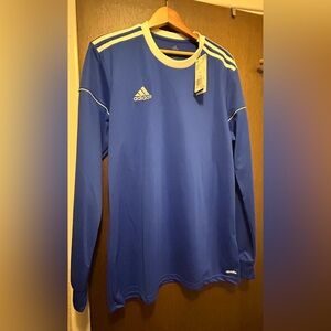 adidas new Royal Blue Long Sleeve Soccer Jersey with White Trim